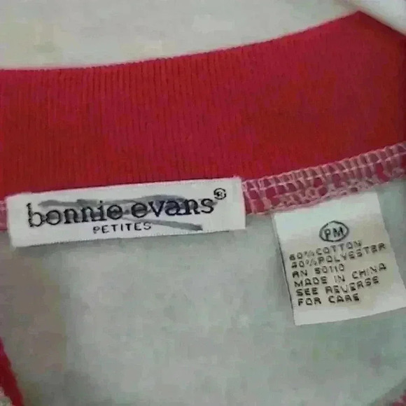 Bonnie Evans Gray Red Button Sweater Sz Petite Medium - Picture 6 of 6
